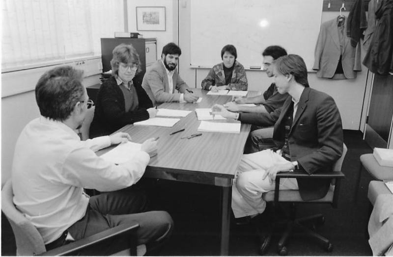 1991 Roy in his Univ Liverpool office with some of his staff