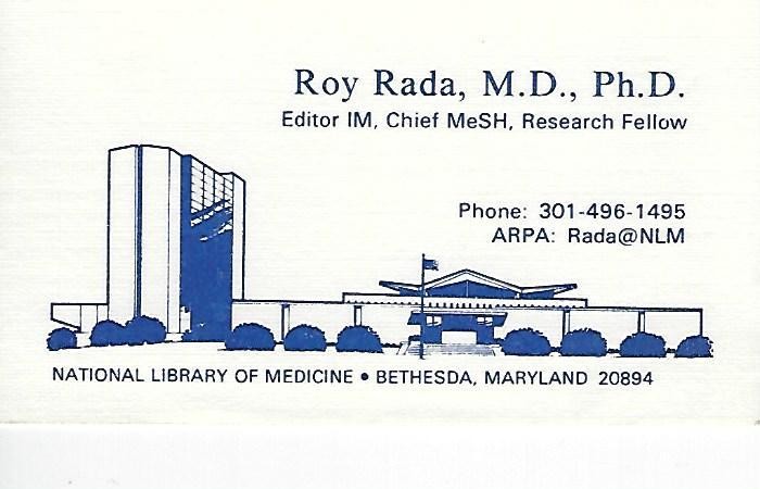 Roy calling card for NLM job in 1984